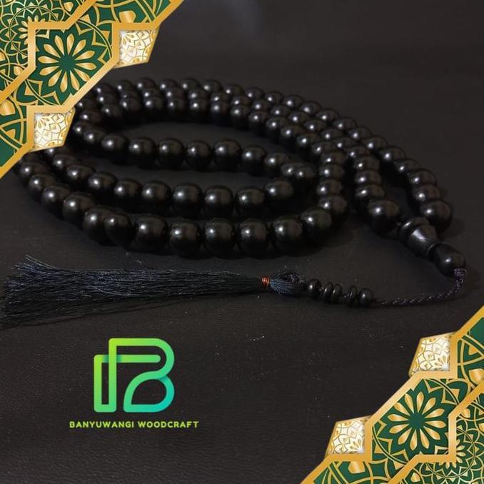 Tasbih biji gebang hitam asli 12mm tasbih 99 butir Banyuwangi Wood