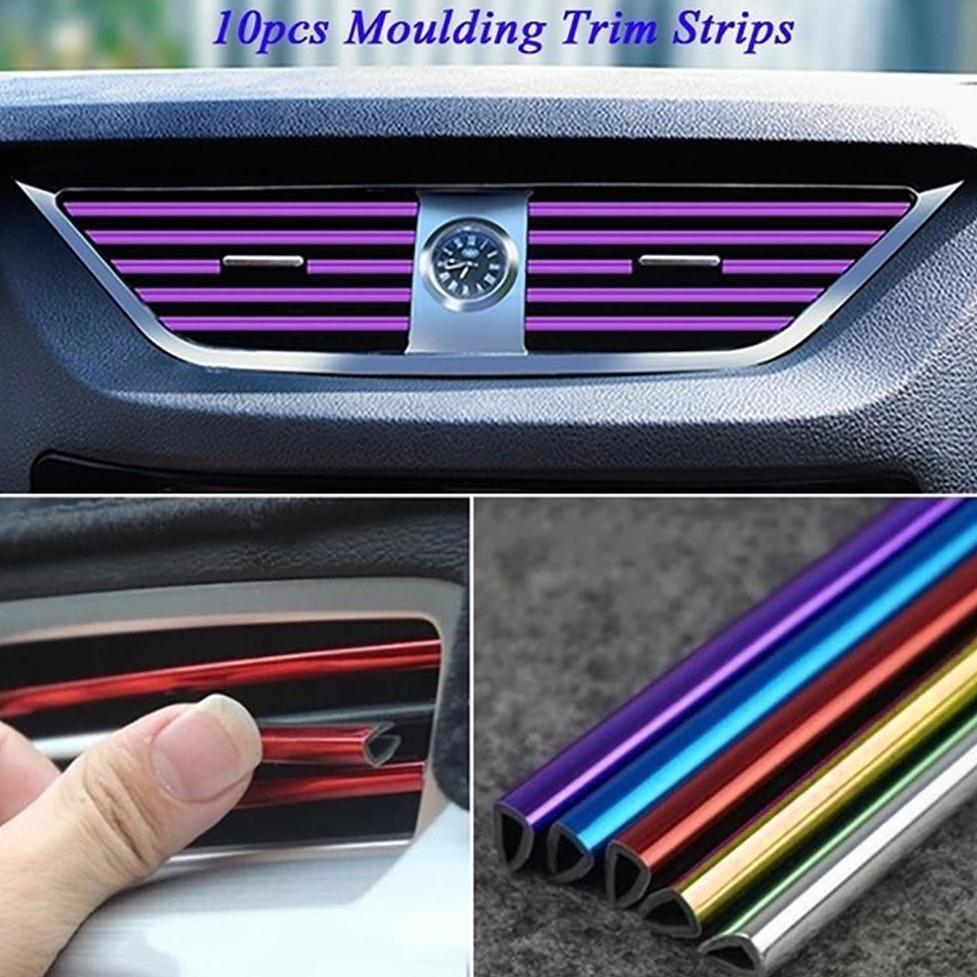 Grade Ori Dp List Ventilasi Ac Mobil Trim Strip 10Pcs Kisi-Kisi Trim Ventilasi Ac Mobil Bentuk U 10 