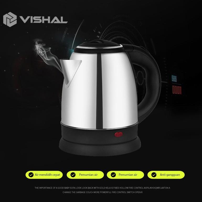 NEW DEALS VISHAL Teko listrik  Pemanas Air /Kettle Electric Stainless Pembuat Kopi Teh VS-1801