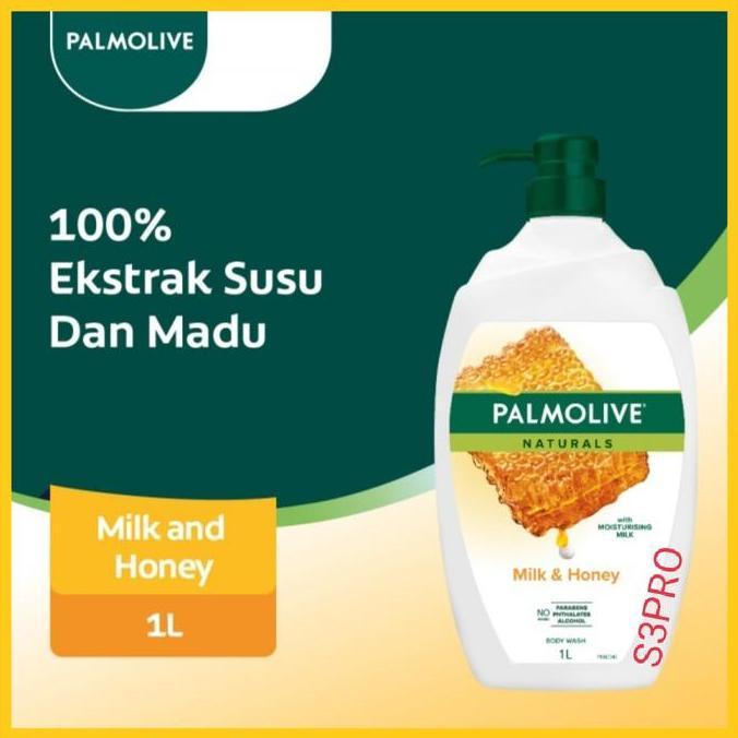 Palmolive Sabun Mandi Milk Honey 1 liter . Sabun mandi cair.