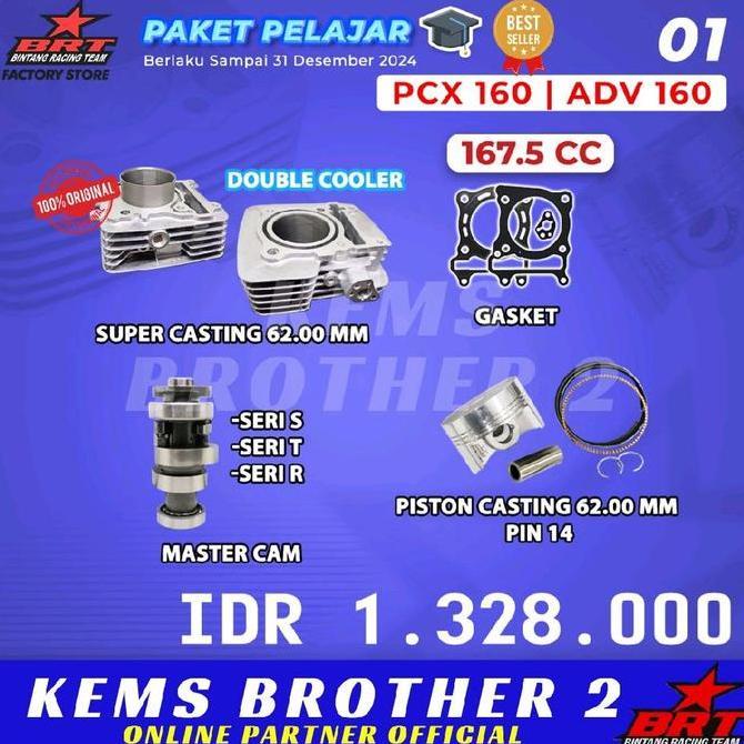 ZISIMAHE PAKET BORE UP BRT PCX 160 VARIO 160 PLUS NOKEN AS TIPE T ORIGINAL BRT