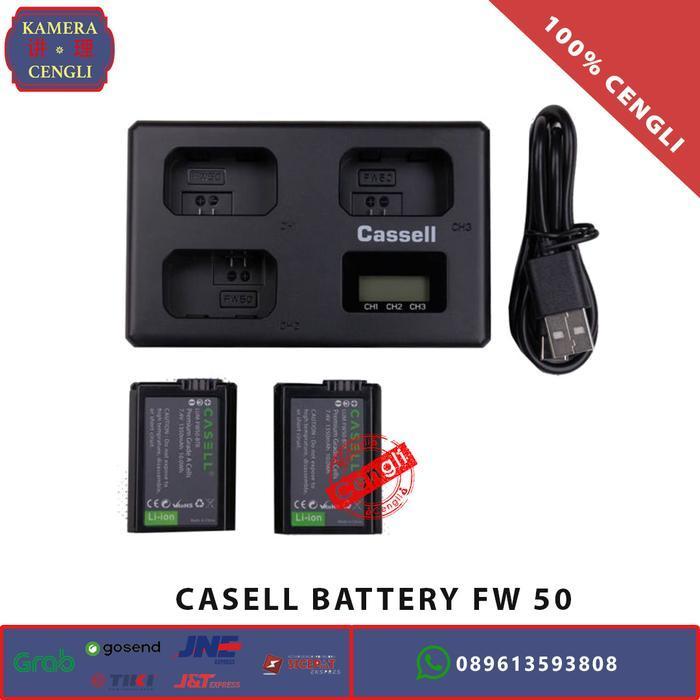 Casell Battery Charger Np-Fw50 / Np Fw50 + Triple Charger Resmi New
