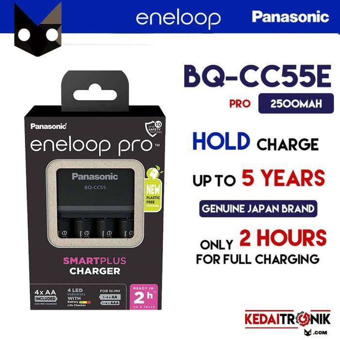 Charger Kit Eneloop Pro Panasonic Bq-Cc55E Baterai Aa 2500 Quick Fast New
