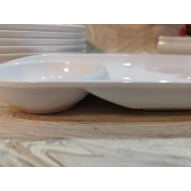 Putih Piring Sekat Rounded Melamine Snack Sambal Golden Dragon Pc1509