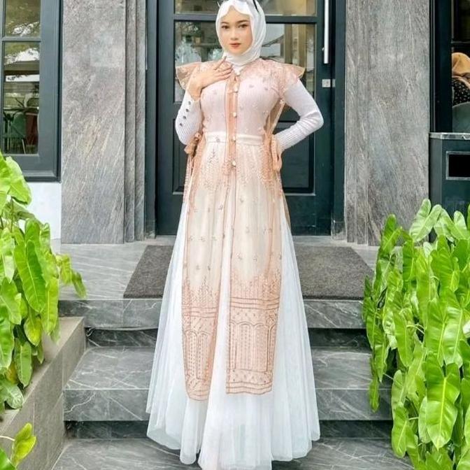 Outer Brokat Sapto Kondangan Terbaru 2025 Baju Atasan Wanita Gaun Pesta Panjang