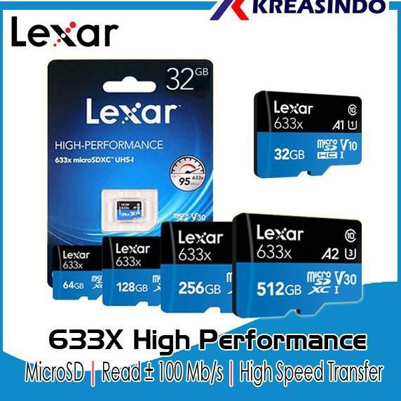 MICROSD LEXAR HIGH-PERFORMANCE 633X MICRO SD 32GB 64GB 128GB 256GB 512GB KARTU MEMORY CCTV RESMI ORI