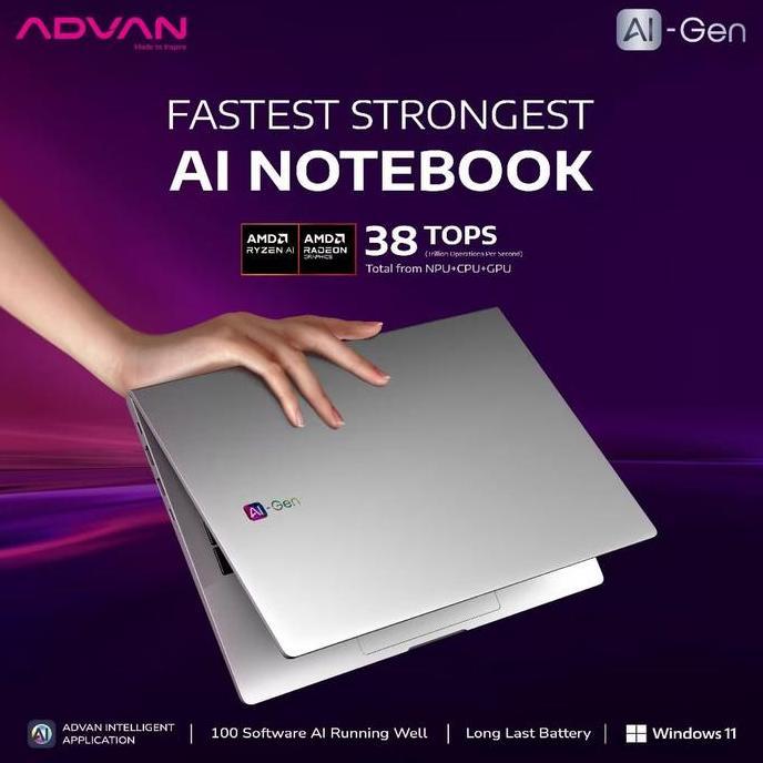 ADVAN AI GEN RYZEN 7 8845HS 16GB 512SSD RADEON 780M IPS 100%SRGB WIN11