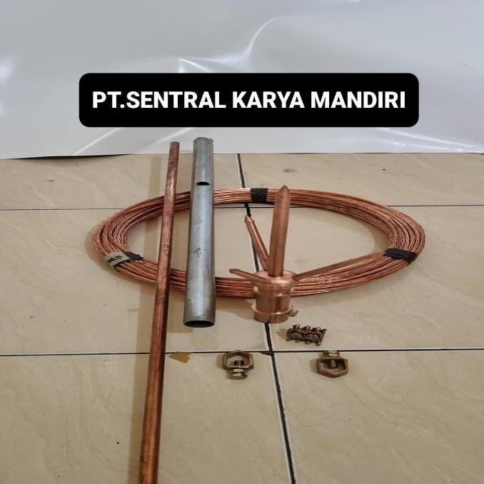 Penangkal Petir 1Tombak Trisula +30M Kabel Anti Petir Tinggal Pasang