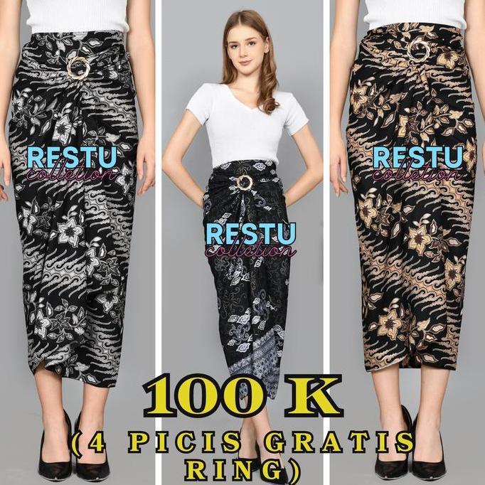 Hadirpopuler- ( 100K 4 Picis ) Rok Lilit Motif Batik Bawahan Wanita Kebaya Wisuda Kondangan Tunangan