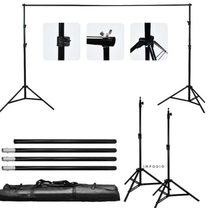Whystudio- Impodio Stand Backdrop Foto 2X3M / 3X3M Lipat Portable | Tripod Penyangga Background Stud
