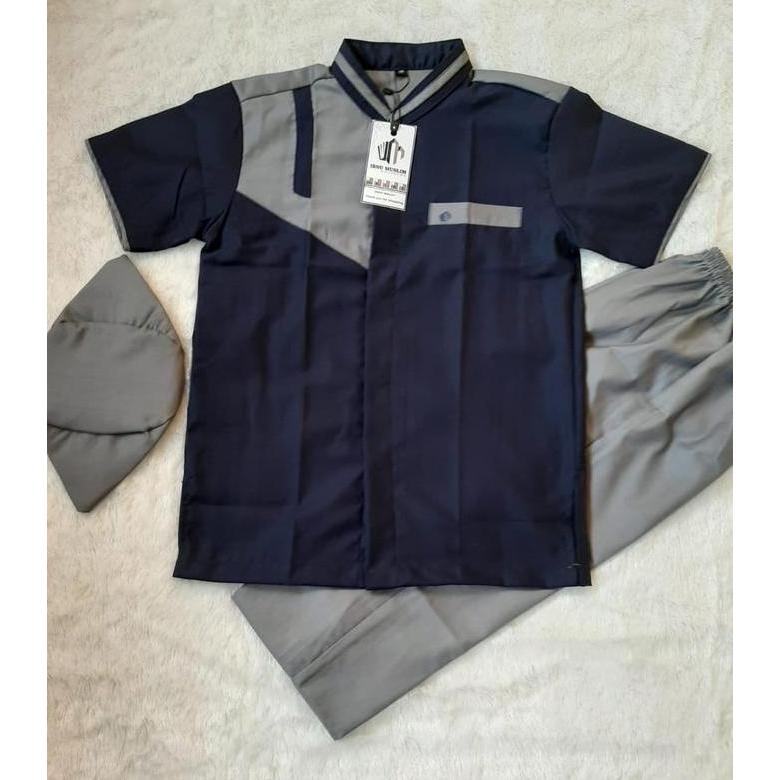 IM Ibnu Muslim Setelan Pakaian Muslim Anak Baju Koko Kurta Pakistan 3-12 Tahun Bahan Toyobo Katun Ny
