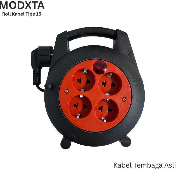 Yuk,Cod,Bisa- Modxta Roll Kabel Tipe 15 Kabel Roll Panjang 10 Meter Dengan Lampu Indikator & Stop Ko