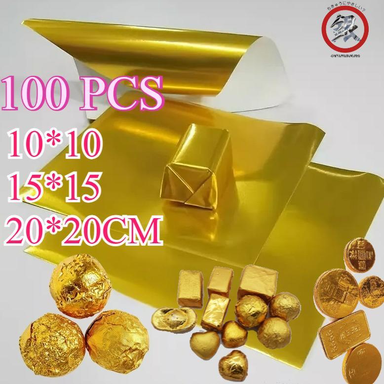 100 Lembar Foil Coklat Chocolate Foil Pembungkus Coklat Kertas Foil Bungkus Coklat/Kertas Emas Bungk