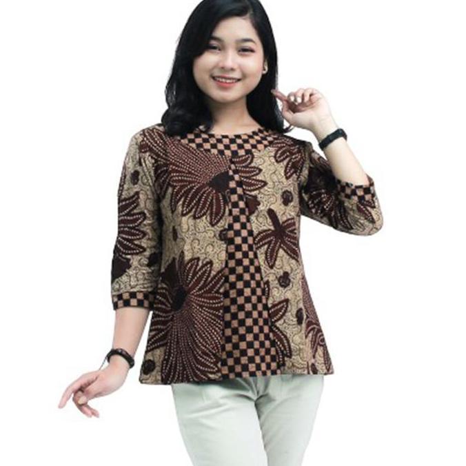 Hadirpopuler- Couple Batik Model Bolero Kotak Set Plus Inner - Atasan Batik Wanita - Hem Batik Pria 