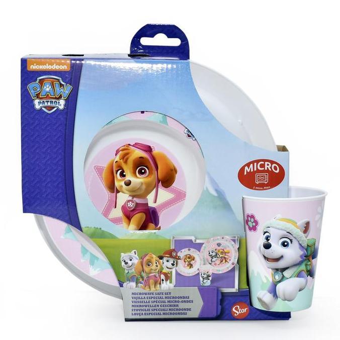 SUPER HEMAT - PAW PATROL Alat Makan Anak 3 Pcs Kids Micro Set Paw Patrol Girl