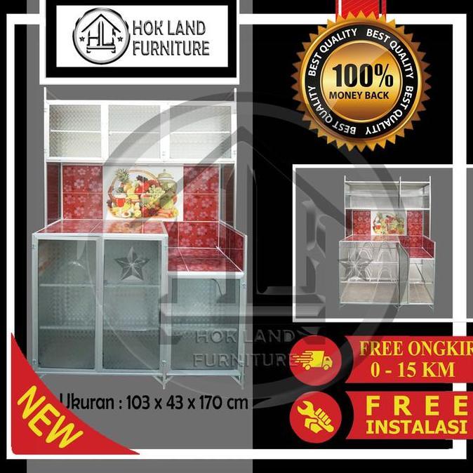 HANYA JABODETABEK Rak Lemari Tempat Piring Kaca Almunium 3 tu Minimalis Murah /91