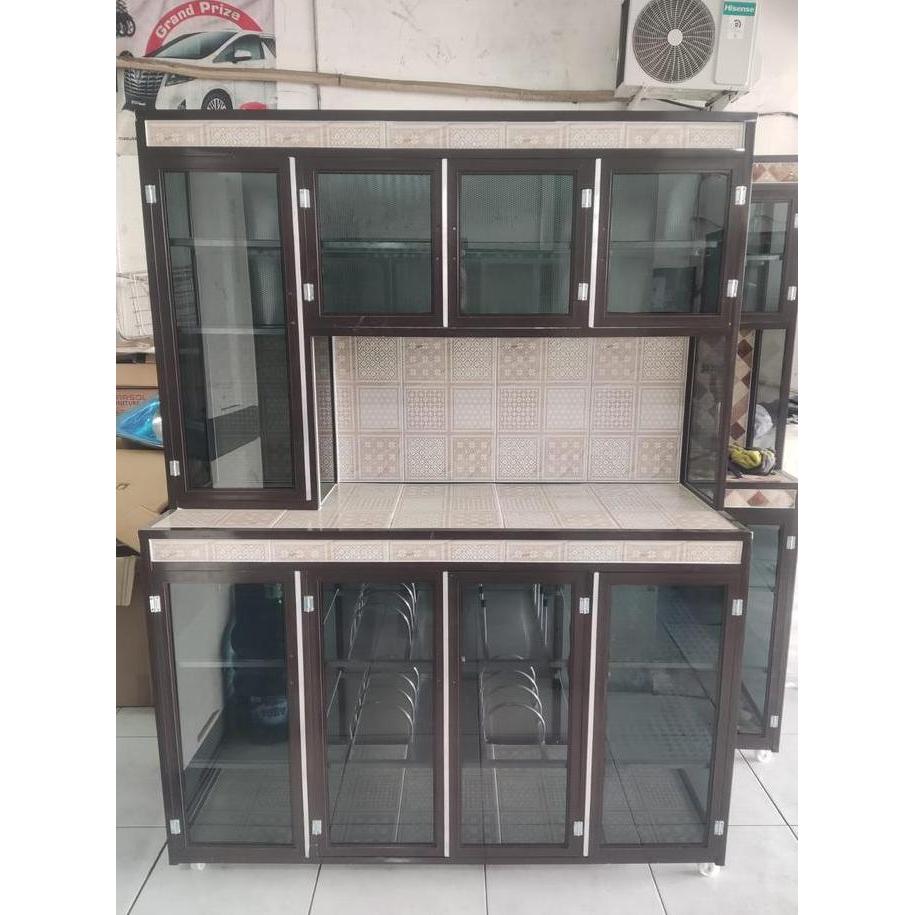 rak piring 4 tu alumunium tiang holo