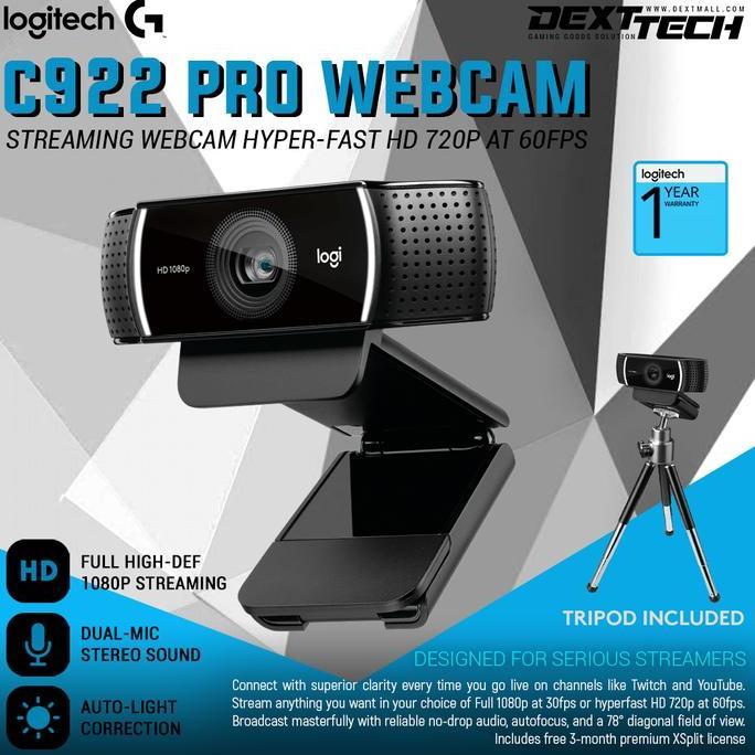 Logitech WebCam C922 Pro Stream Webcam FULL HD 1080P + Tripod