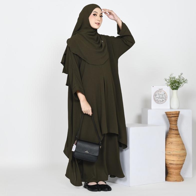 FLASH SALE One Set Rok Tunik Pashmina Oval Setelan Wanita Set Hijab Crinkle Airflow Premium