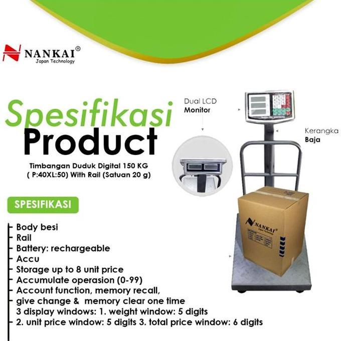 Timbangan Duduk Pagar 150kg / Timbangan Duduk dital 150kg Nankai