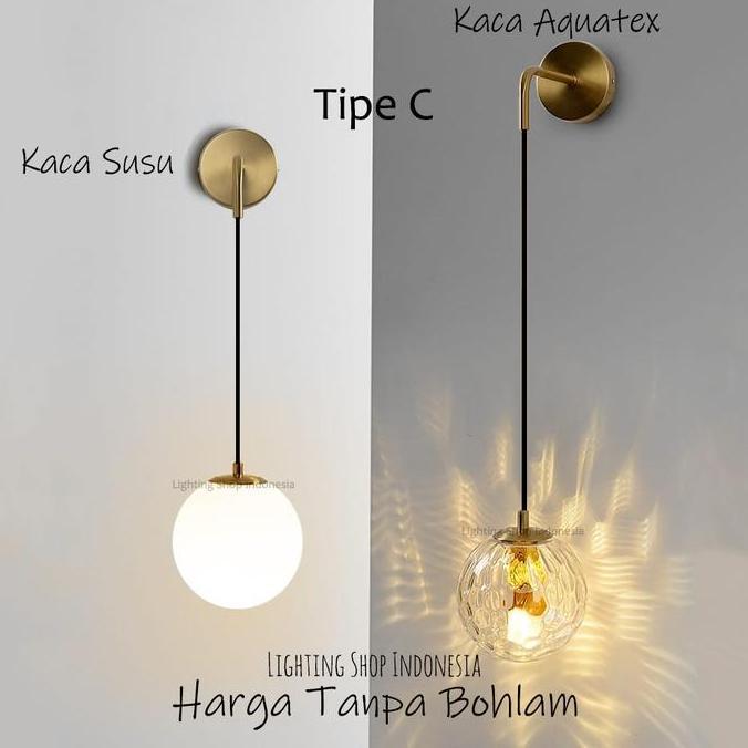 Lampu dinding gold kaca minimalis modern