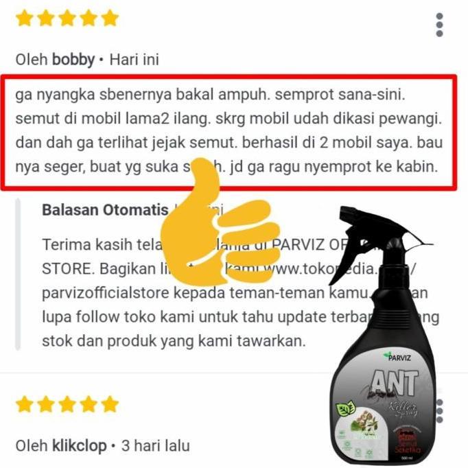 ANTI SEMUT MOBIL RUMAH RACUN PENGUSIR SEMUT ALAMI SPRAY PARVIZ
