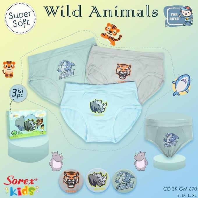 Sorex Kids- 3 Pcs-Celana Dalam Anak Laki Sorex Motif Kartun