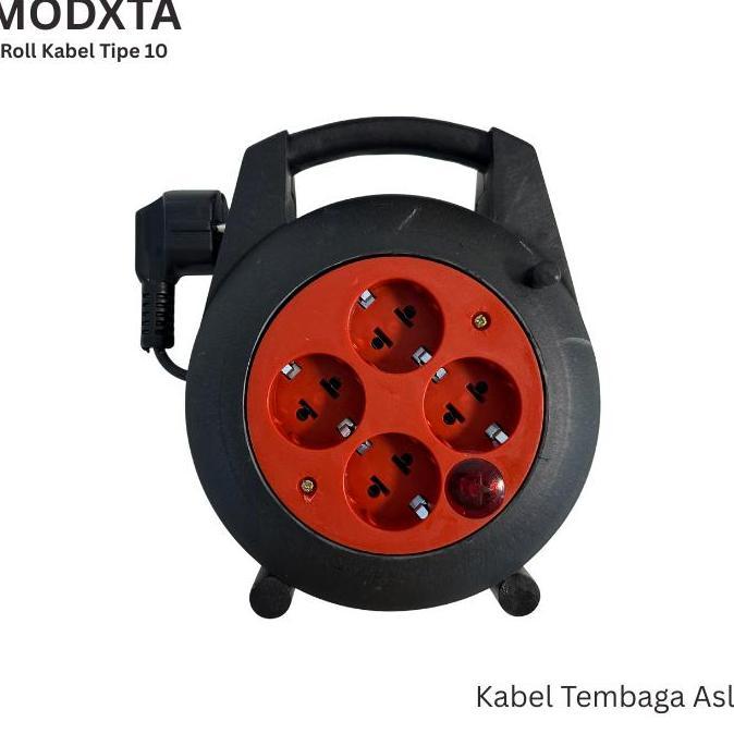 Denki- Modxta Roll Kabel Tipe 10 Kabel Roll Panjang Kabel 6 Meter Lampu Indikator / Stop Kontak Plus