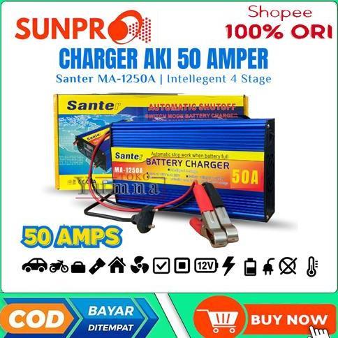 Charger Aki Otomatis Smart Intelligent Auto Repair Santer Ma-1250A Charger Aki Mobil 12V 50 Amper