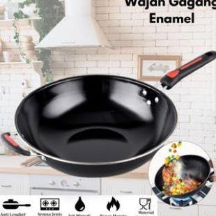 Qme- Panci Set Multifungsi Wajan Enamel  34Cm Atau 32Cm / Panci Kuah Enamel 22Cm /  Panci Susu Ename