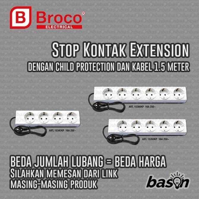 Denki- Broco 15360 Kp - Stop Kontak 6 Lubang 16A+ Kabel 1.5 Meter + Arde + Cp - 15360Kp