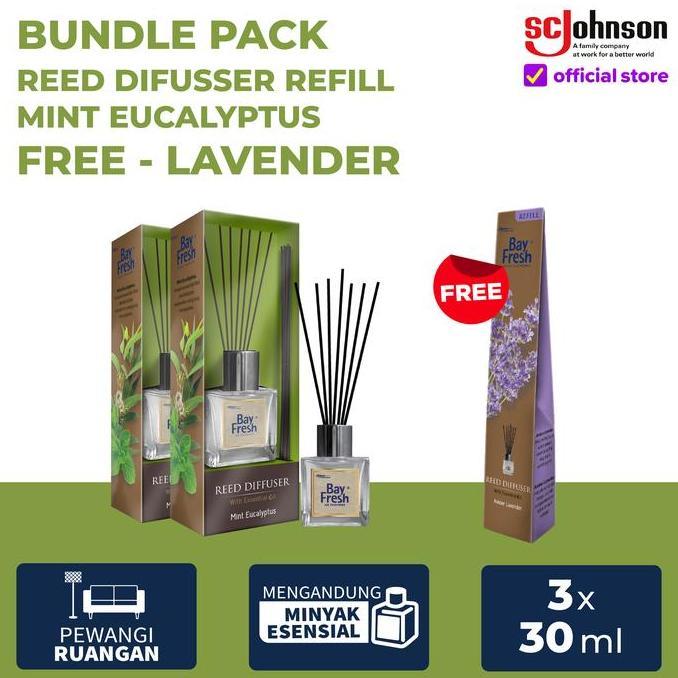 [Bundle Pack] - Bayfresh Reed Diffuser Regular + Free Bayfresh Reed Diffuser Refill - Lavender