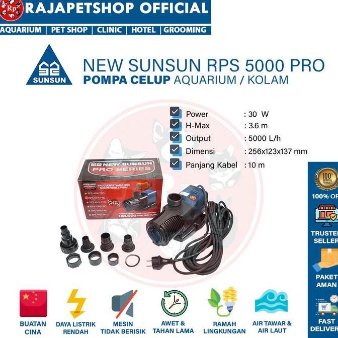 NEW SUNSUN RPS 5000 PRO Pompa Air Celup Kolam Aquarium
