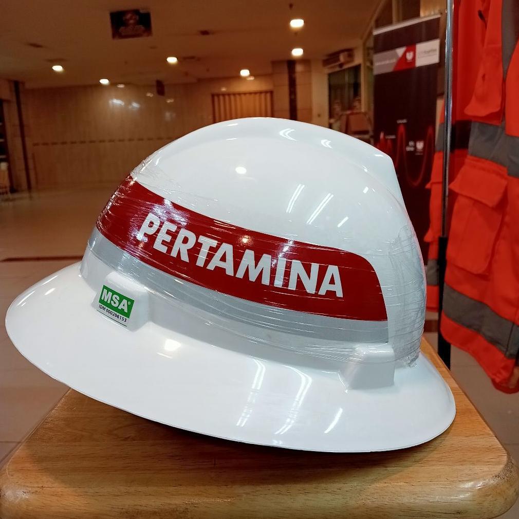 Helm Safety Msa Fullbrim Lokal Fastrack Logo Pertamina - Helm Safety Pertamina Fullbrim
