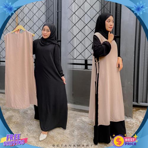 Promo Safira Abaya Hitam Coksu Turkey Gamis Syari Muslimah Bahan Crinckle Coksu Kombinasi Hitam Alay