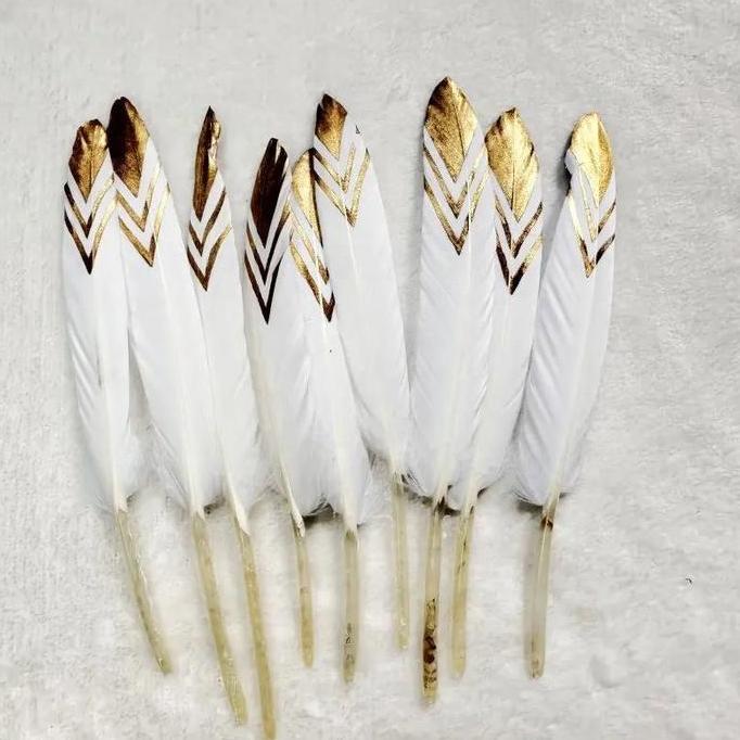 Isi 50pcs Bulu Angsa Besar Gold Bulu Angsa Panjang Bulu Angsa Asli Bulu Ayam Panjang Bulu Bulu Hiasa