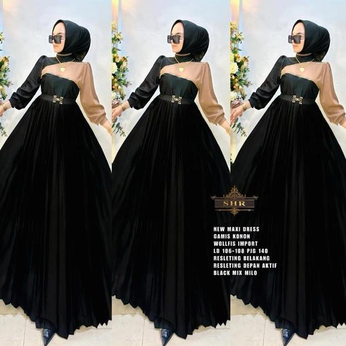 Wxwxw- CodShr Ori TerbaruGamis Dada Zipper Serong Premium Muslim Dress Wanita Wolfis