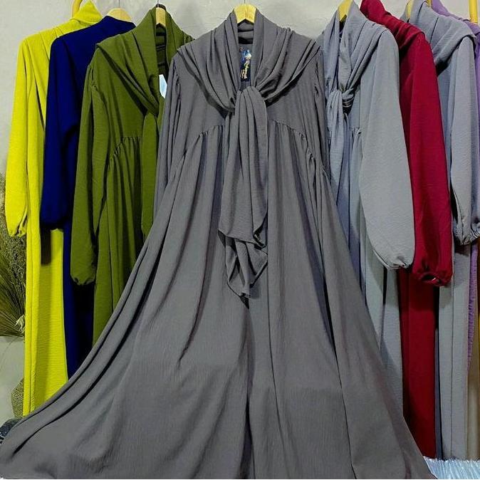 Wxwxw- Rh Gamis Luna Syar'I Set Hijab Oval / Gamis Wanita Bahan Crinkle Muslim Panjang