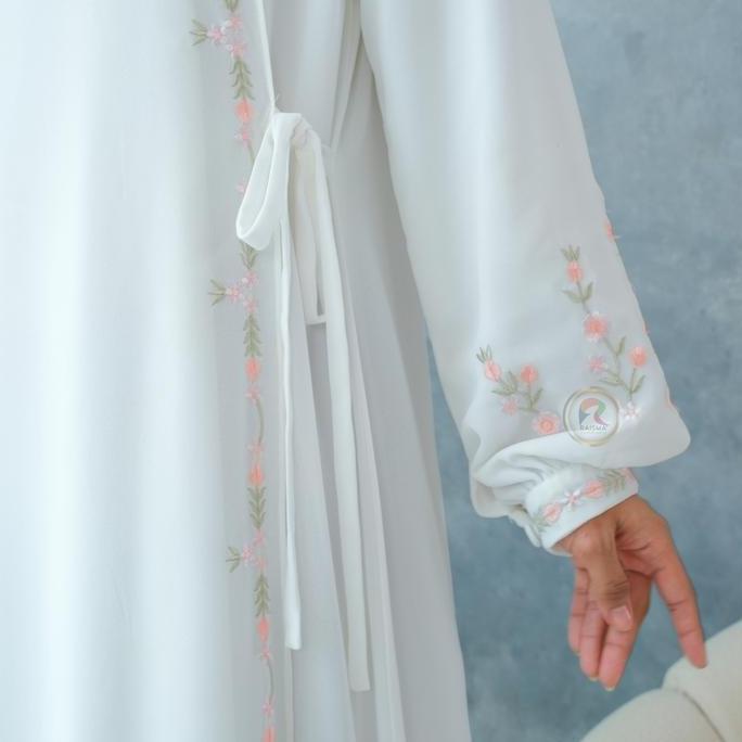 Wxwxw- Raisma - Ivanna Gamis Syar'I Putih Tulang Premium Elegan Model Verslah Kait Samping Kombinasi