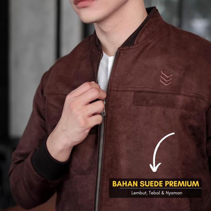 Delibra Jaket Bomber Suede Pria Premium