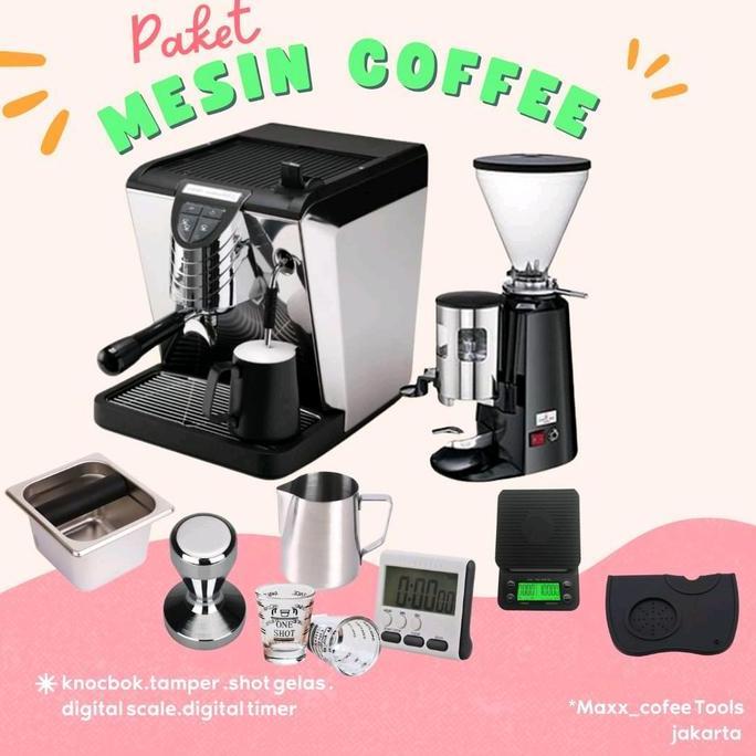 Terlaris Paket Mesin Kopi Lengkap | Simonelli Oscar Ii | Grinder 900N + Barista Tools Black