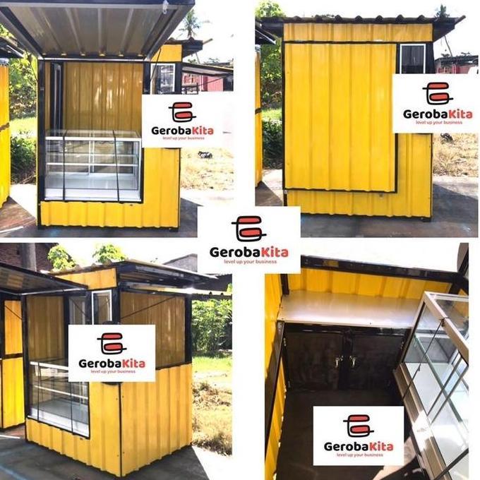 Terlaris Booth Container Dengan Etalase Kaca /Gerobak Kontainer Etalase / Booth Counter Pulsa / Gero