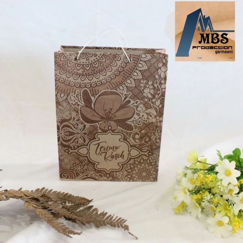 Isi (100 Bji) Paper Bag Tas Kertas Ukuran 18X14X5Cm Untuk Acara Pesta Ulang Tahun Hajatan Pernikahan