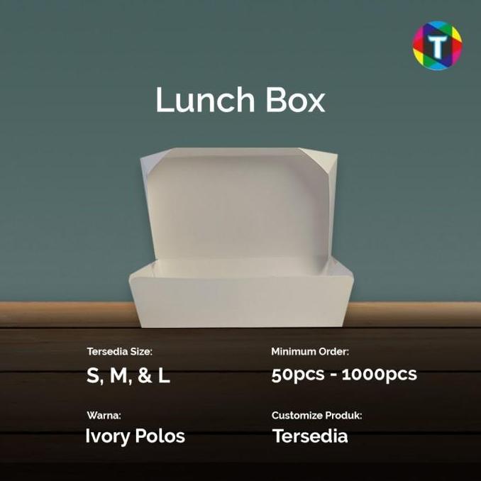 Lunch Box Polos Ivory Size S M & L / Paper Lunch Box Putih Eceran