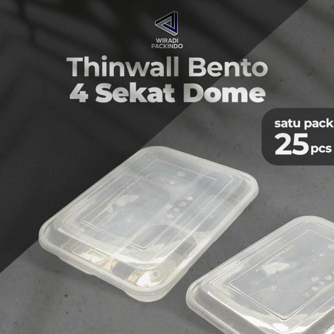 Kotak Makan Plastik 4 Sekat Dome / Thinwall Bento Sekat 4 Dome