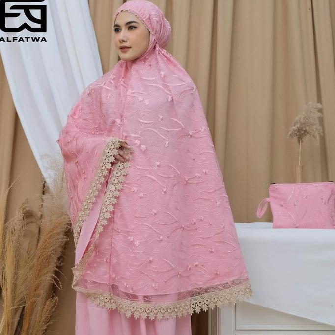 ALFATWA - Mukena Sutra Brokat Renda Mewah Atasan Bawahan Dewasa