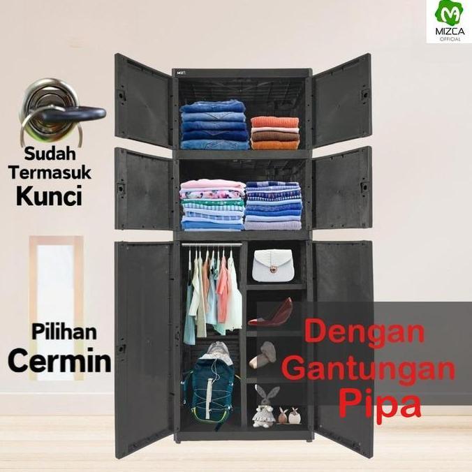 Grosir Mizca Lemari Pakaian Plastik Mr Plas Sticker Jumbo Lemari Gantungan Lemari Cermin Lemari Kunc