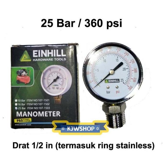 Tekiro Tekiro Pressure Gauge Pengukur Tekanan Angin Air Manometer Tekiro 1/2 Inch 10 Bar Kuat Pipa S