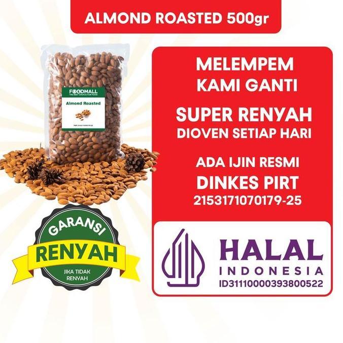 Snack- Almond Roasted 500 Gr / Almond Panggang Utuh / Kacang Almond