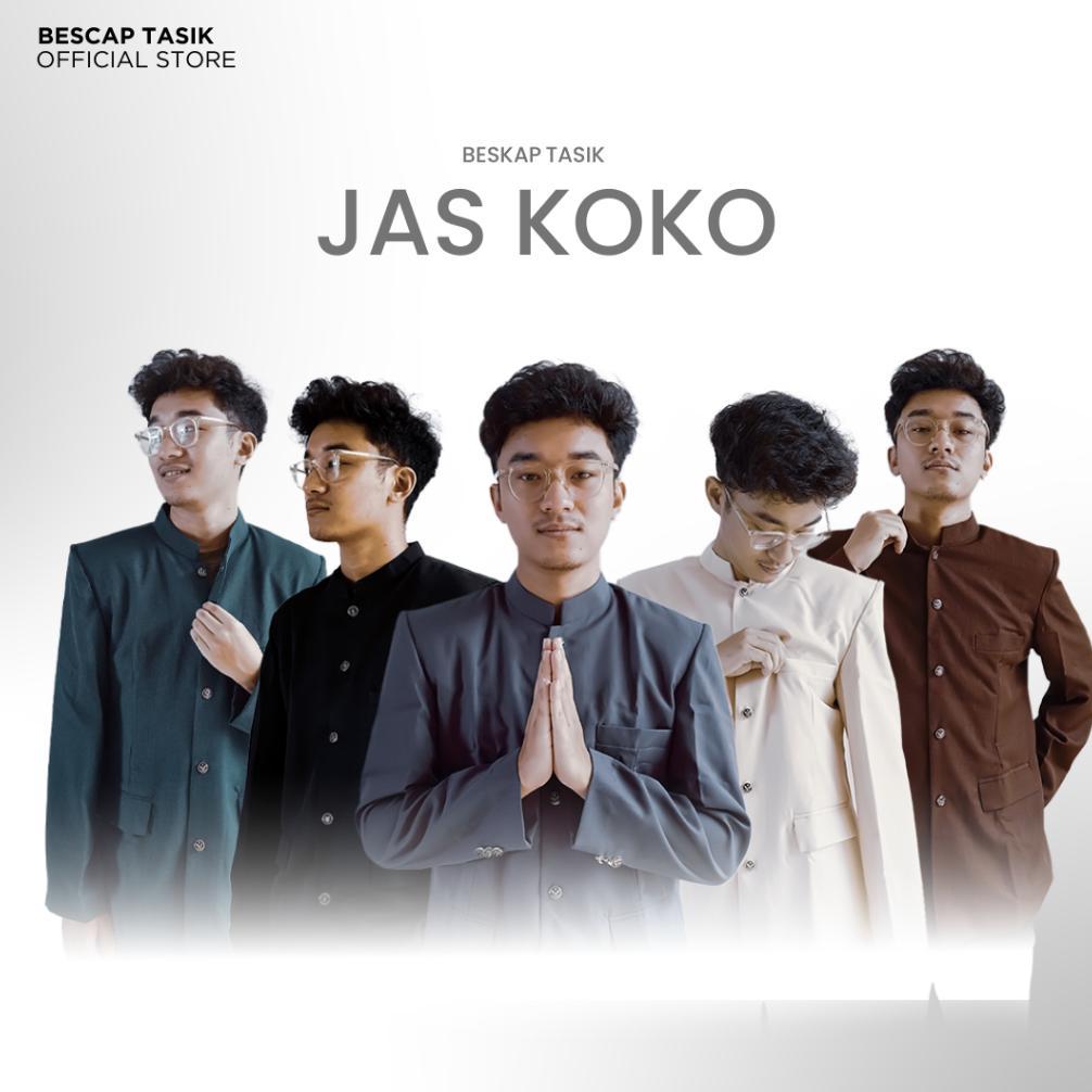 SOLVESSA BESKAP JAS KOKO POLOS PRIA MUSLIM PREMIUM MOTIF SAKU TUTUP LENGAN PANJANG S-XXL MURAH
